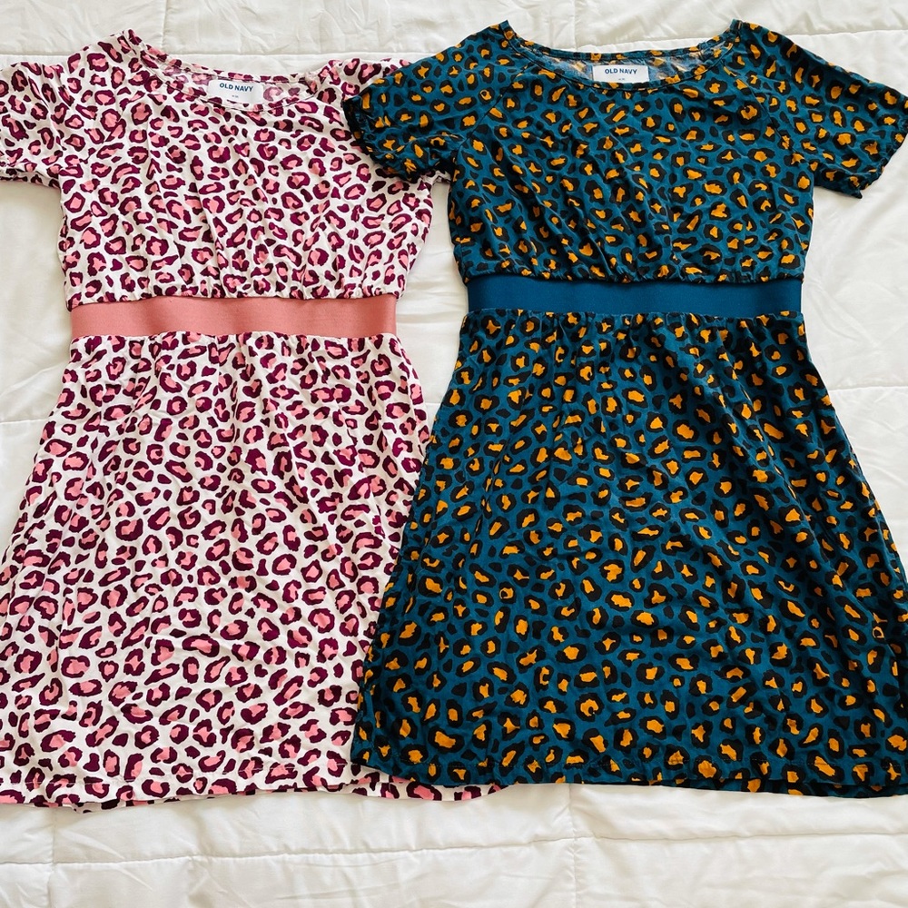 2 pack of different colored leopard girls dresses